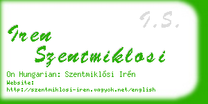iren szentmiklosi business card